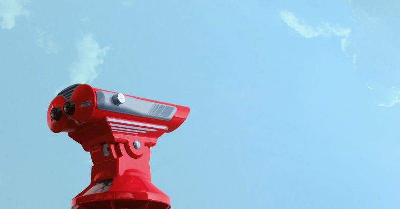 Vision - Red Theodolite Under Blue Sky and White Clouds